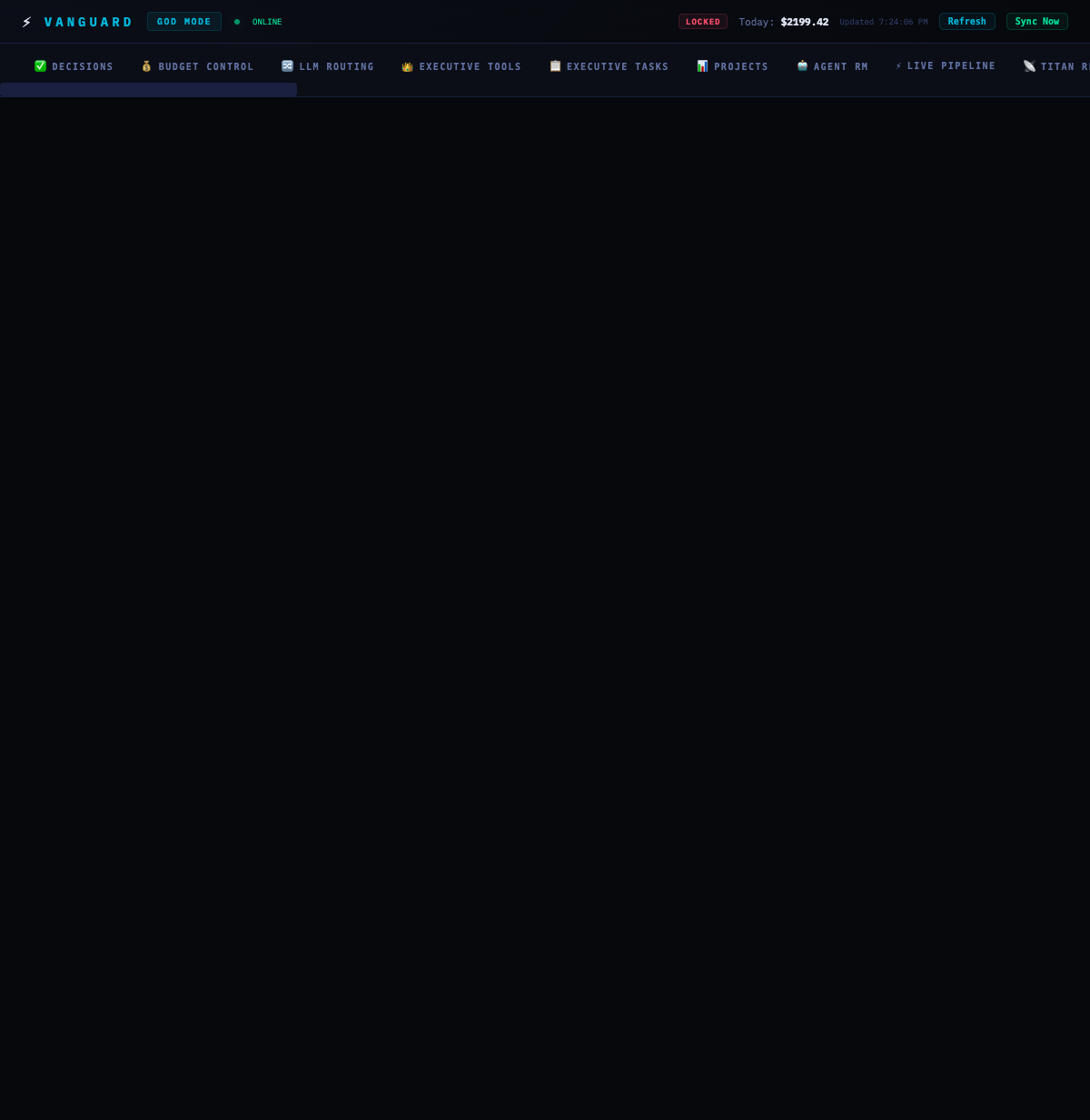 Mission Control Routing tab — LLM routing decisions with model and tier